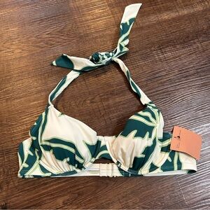 Shade & Shore Green and White Women's Bikini Top NEW 38B